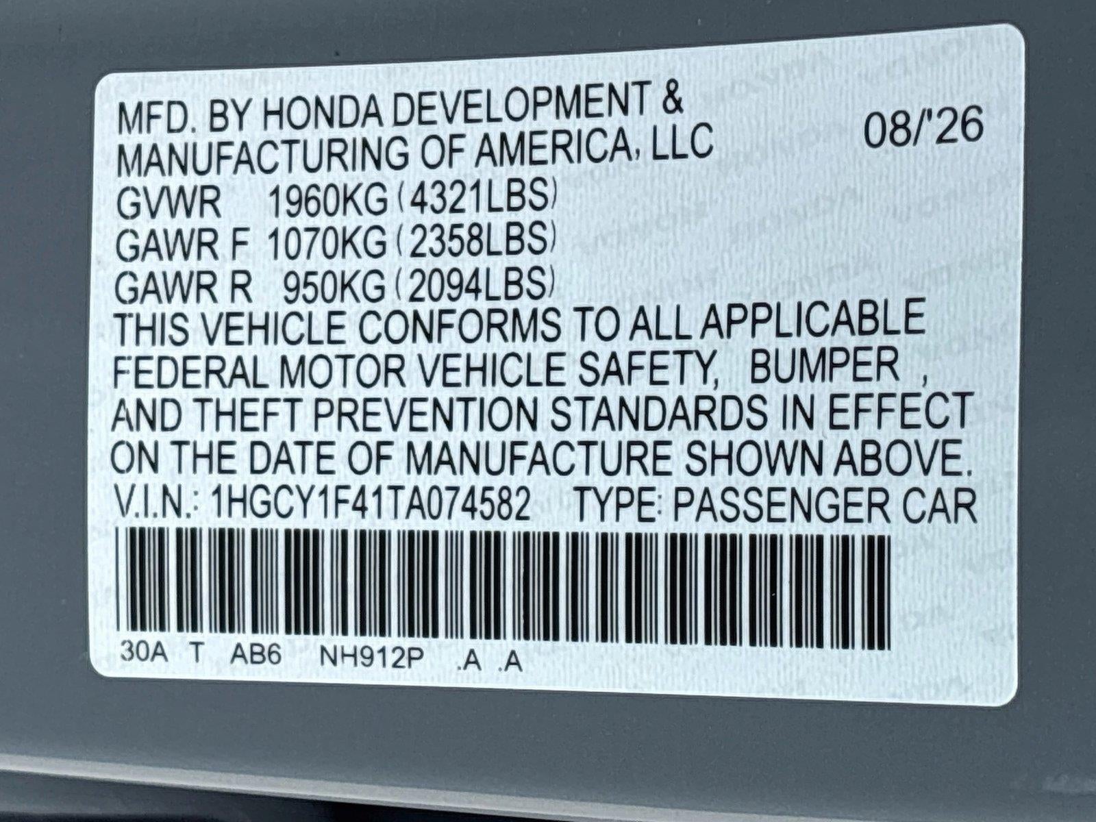 2026 Honda Accord Sedan SE