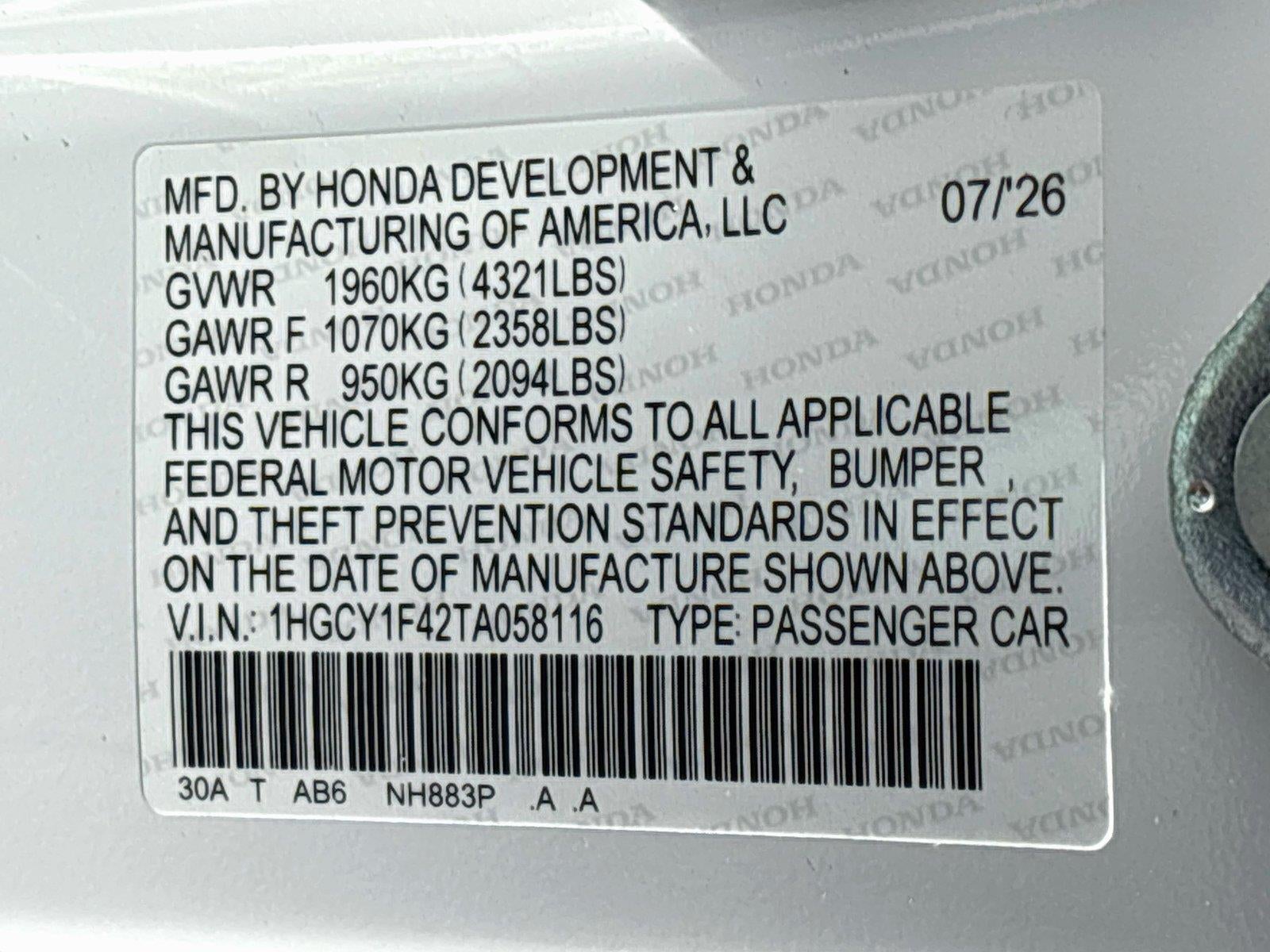 2026 Honda Accord Sedan SE