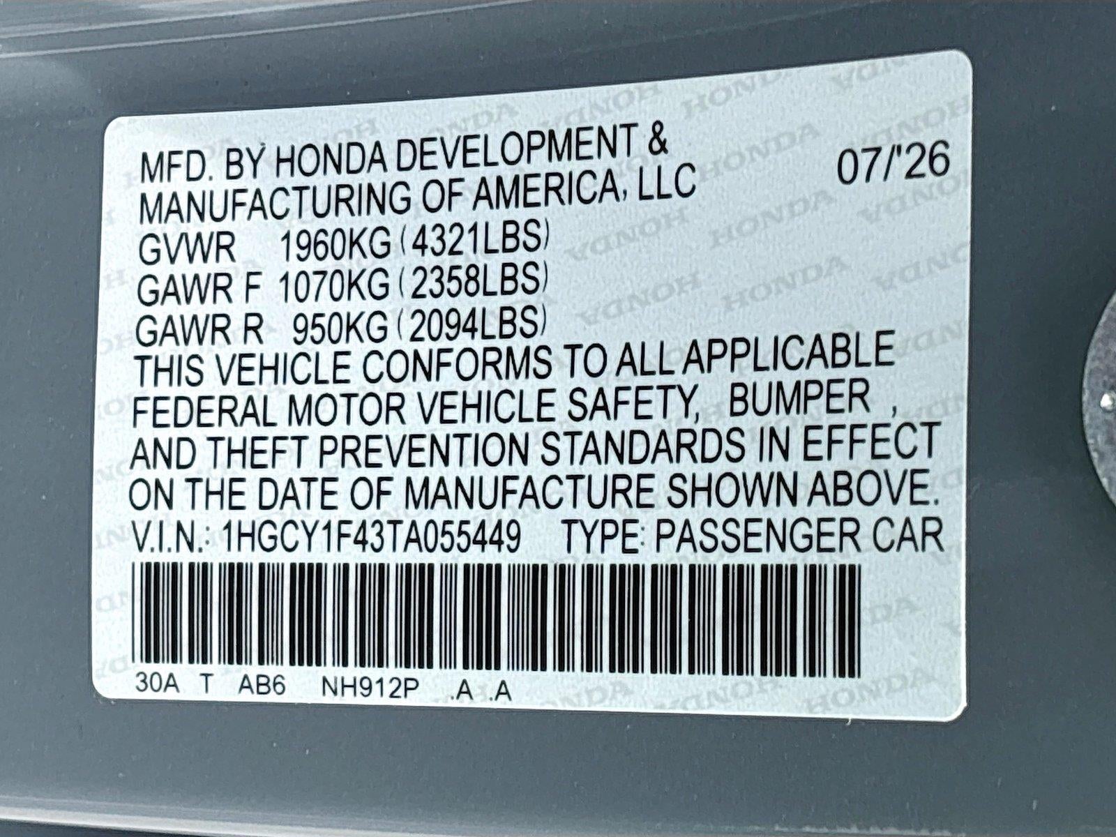 2026 Honda Accord Sedan SE