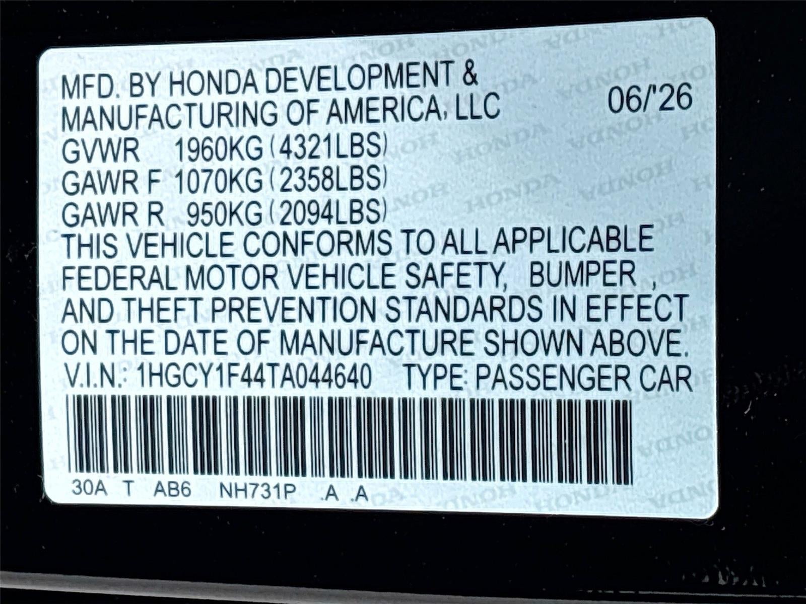 2026 Honda Accord Sedan SE
