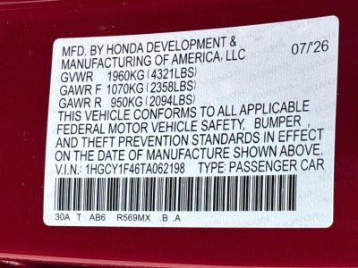 2026 Honda Accord Sedan SE
