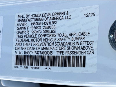 2026 Honda Accord Sedan SE