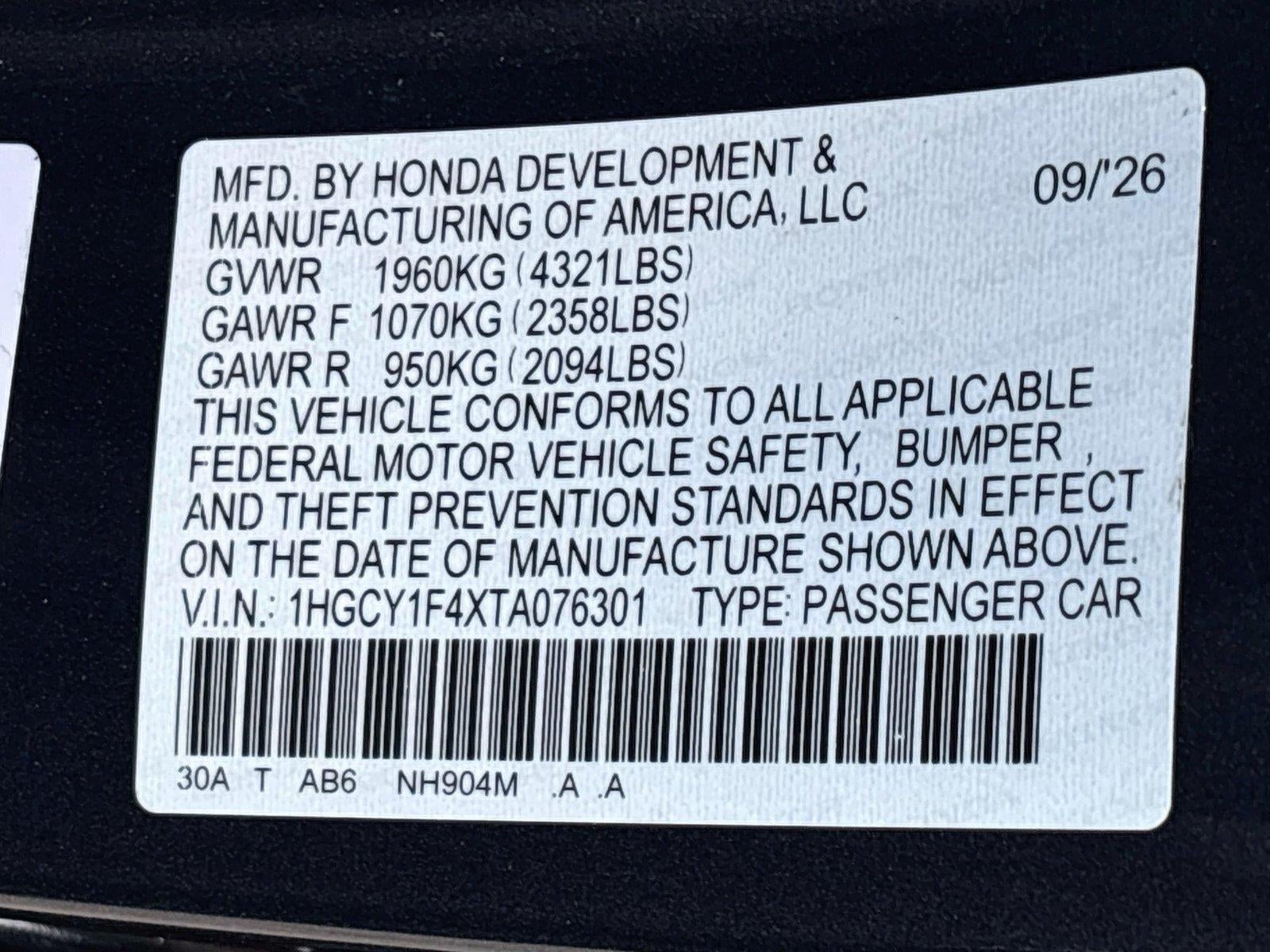 2026 Honda Accord Sedan SE