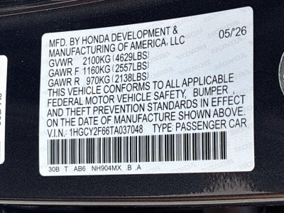 2026 Honda Accord Hybrid E EX-L