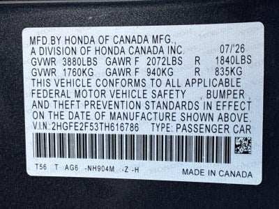 2026 Honda Civic Sedan Sport