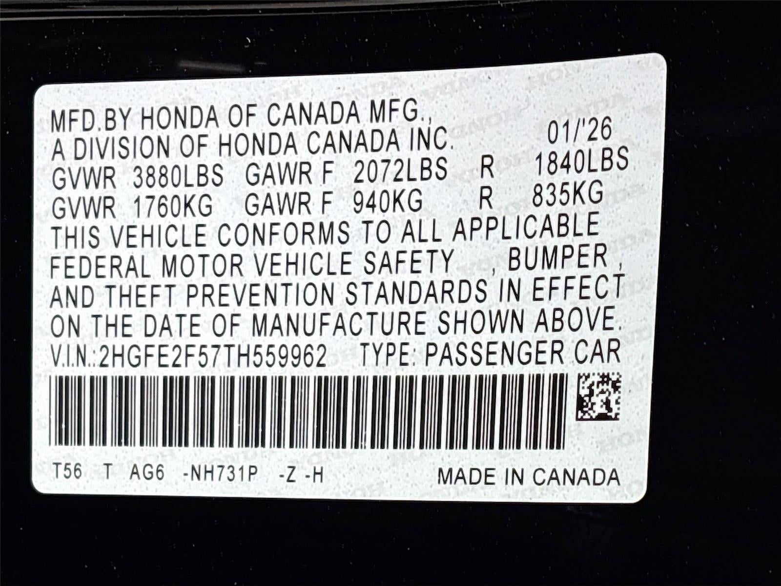 2026 Honda Civic Sport