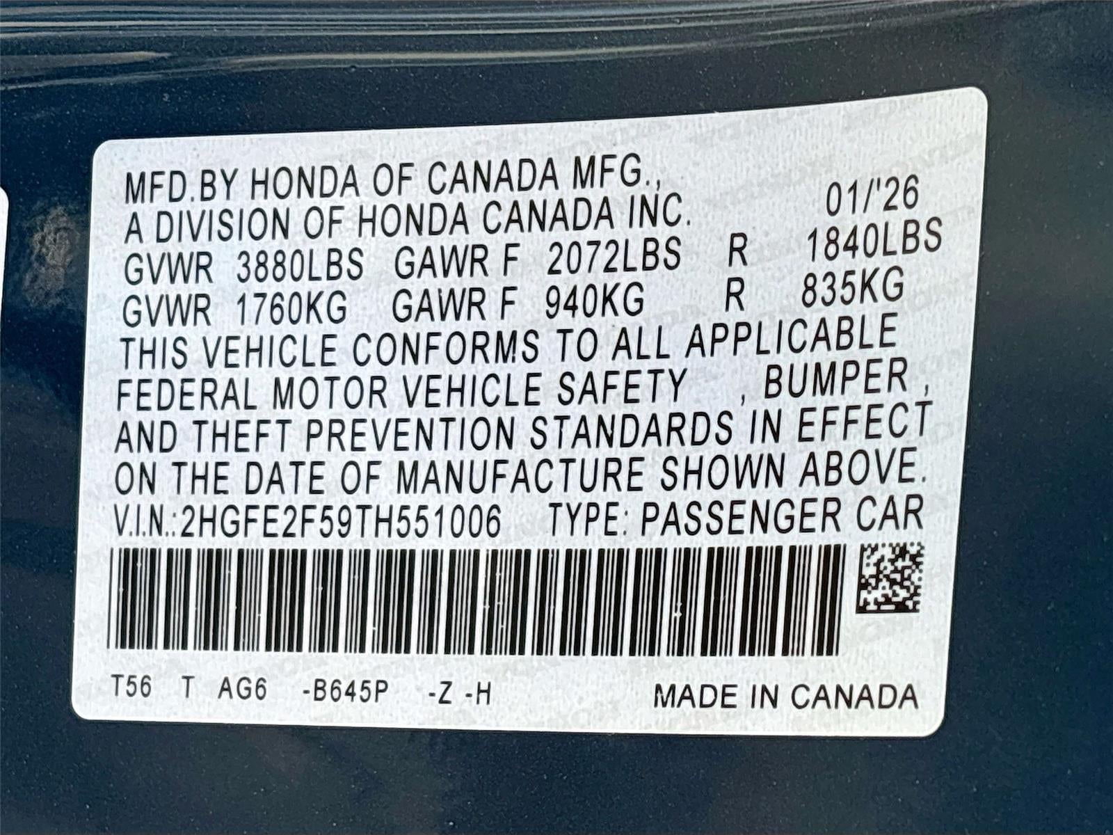 2026 Honda Civic Sport