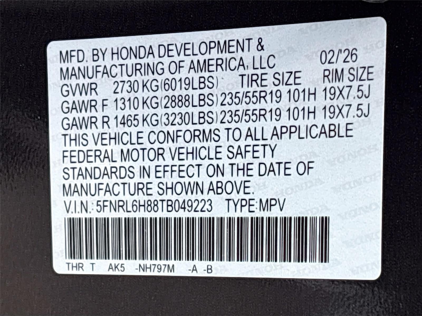 2026 Honda Odyssey Touring