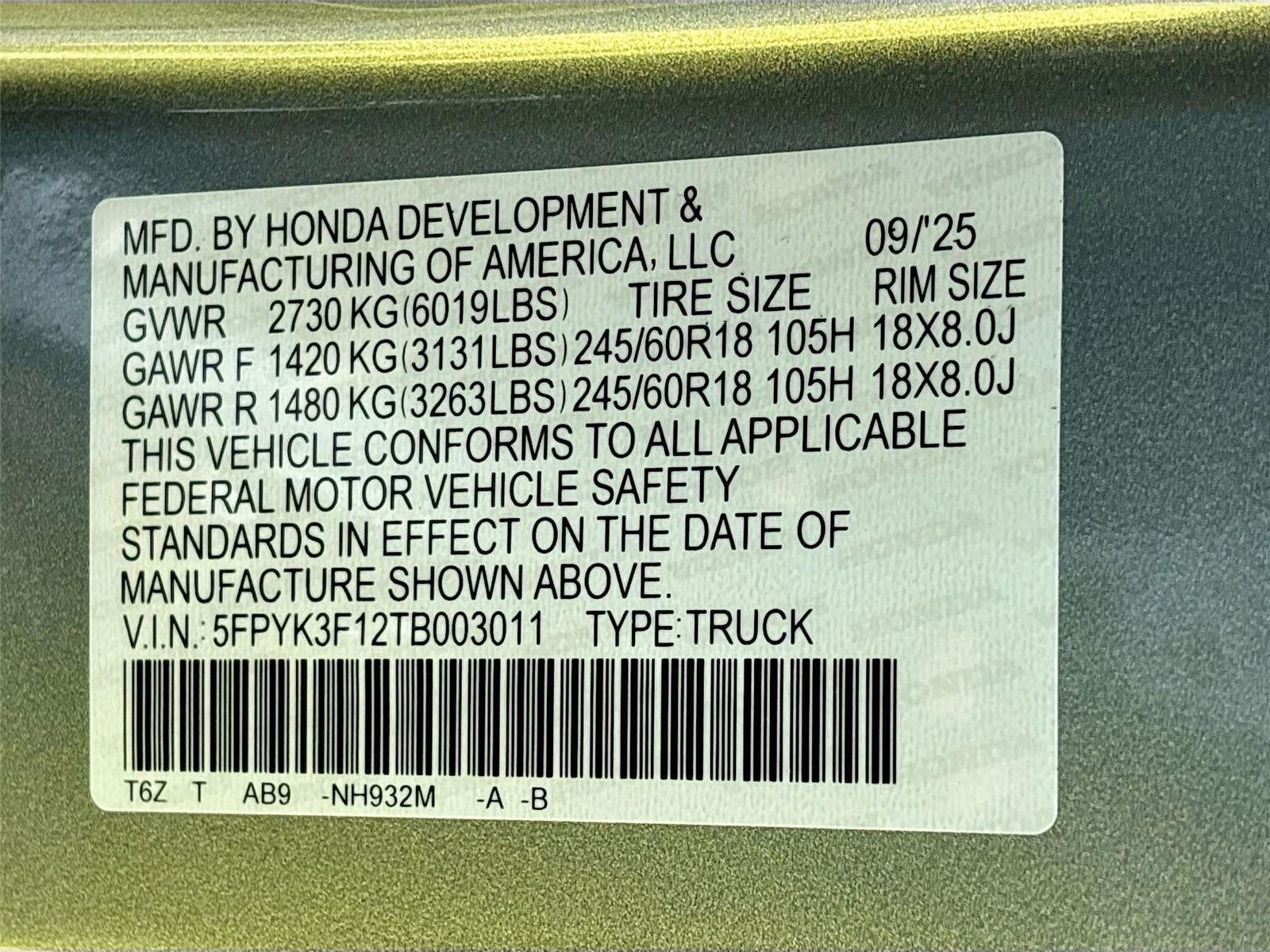 2026 Honda Ridgeline Sport