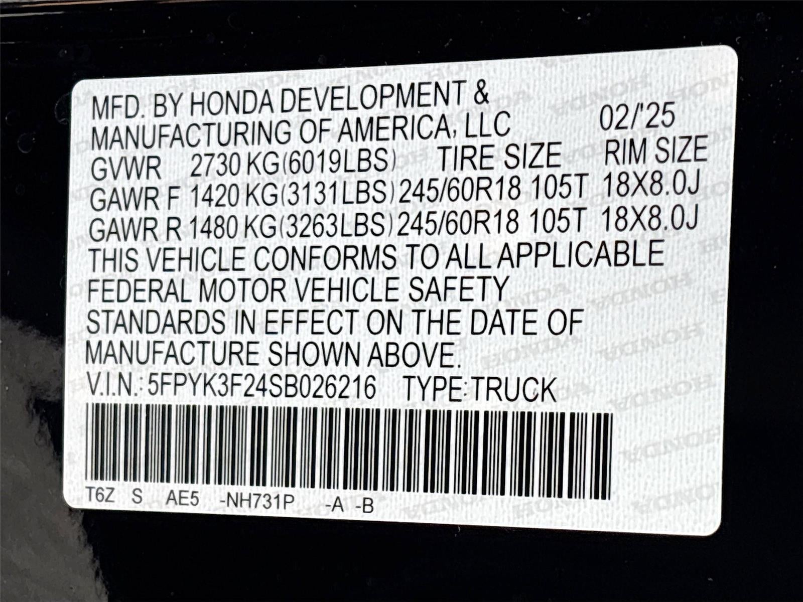 2025 Honda Ridgeline Sport+