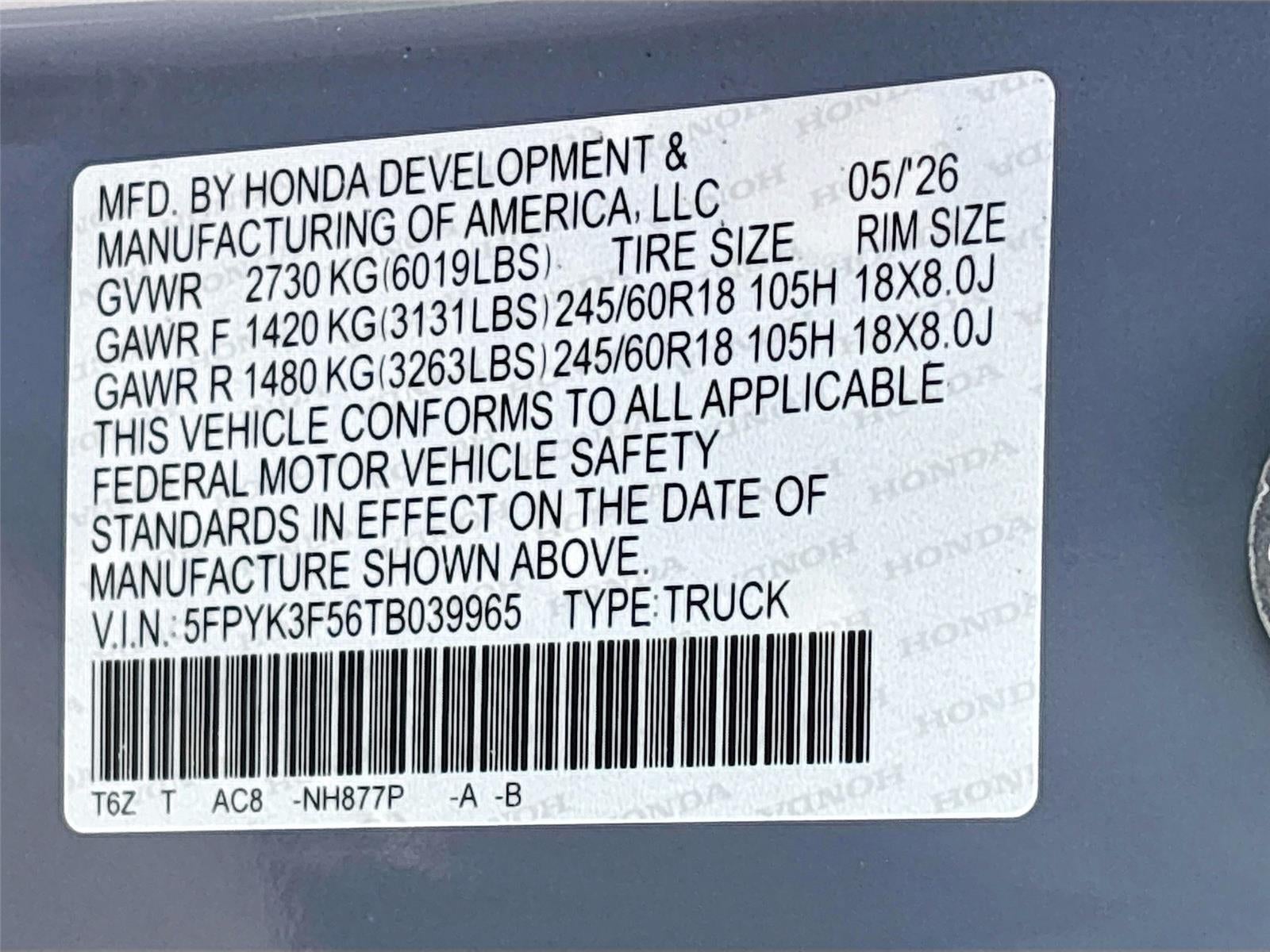 2026 Honda Ridgeline RTL