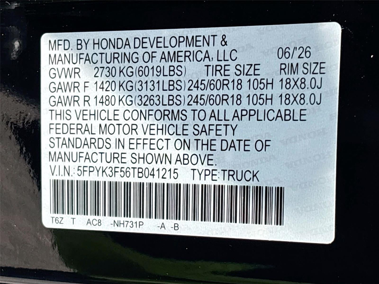 2026 Honda Ridgeline RTL