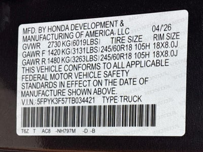 2026 Honda Ridgeline RTL