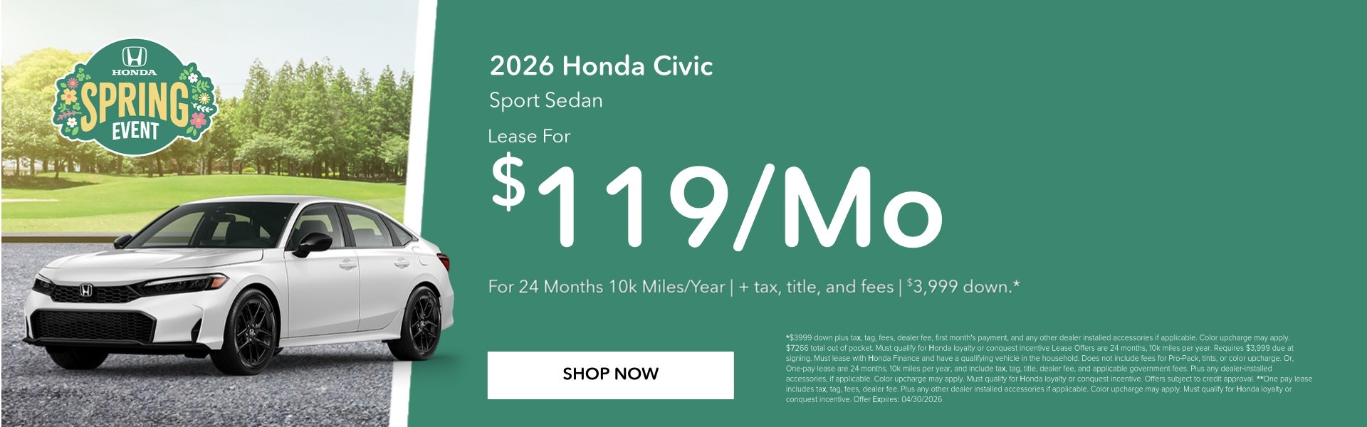 Honda Civic Lease Offer