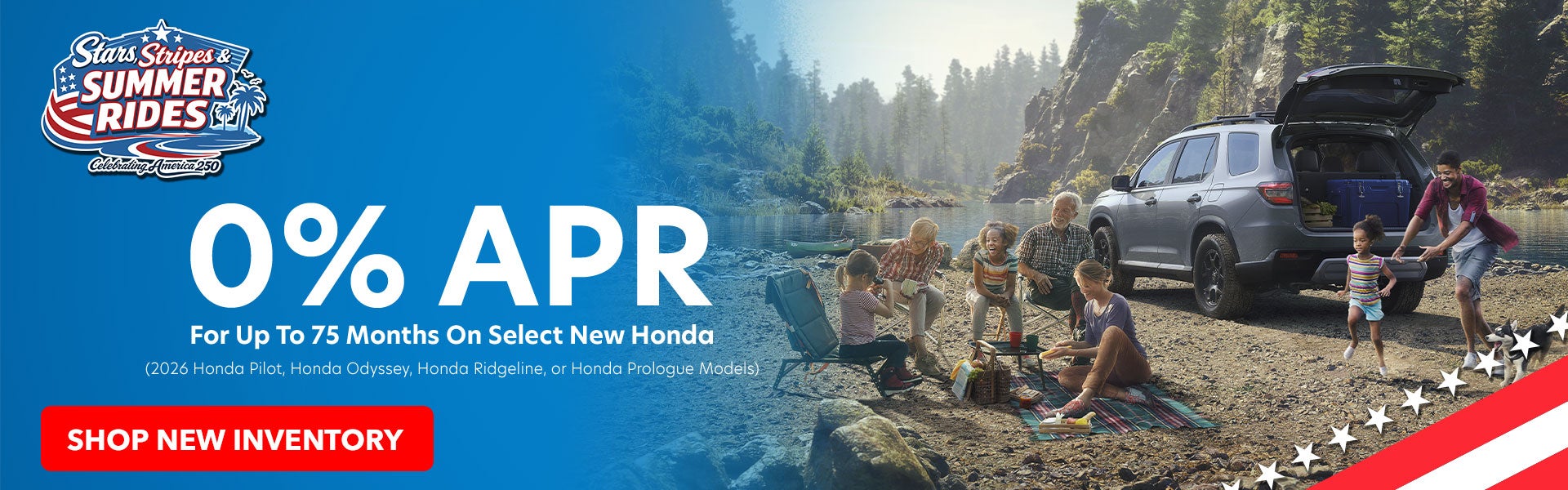 0% APR for up to 75 months on Select New Honda