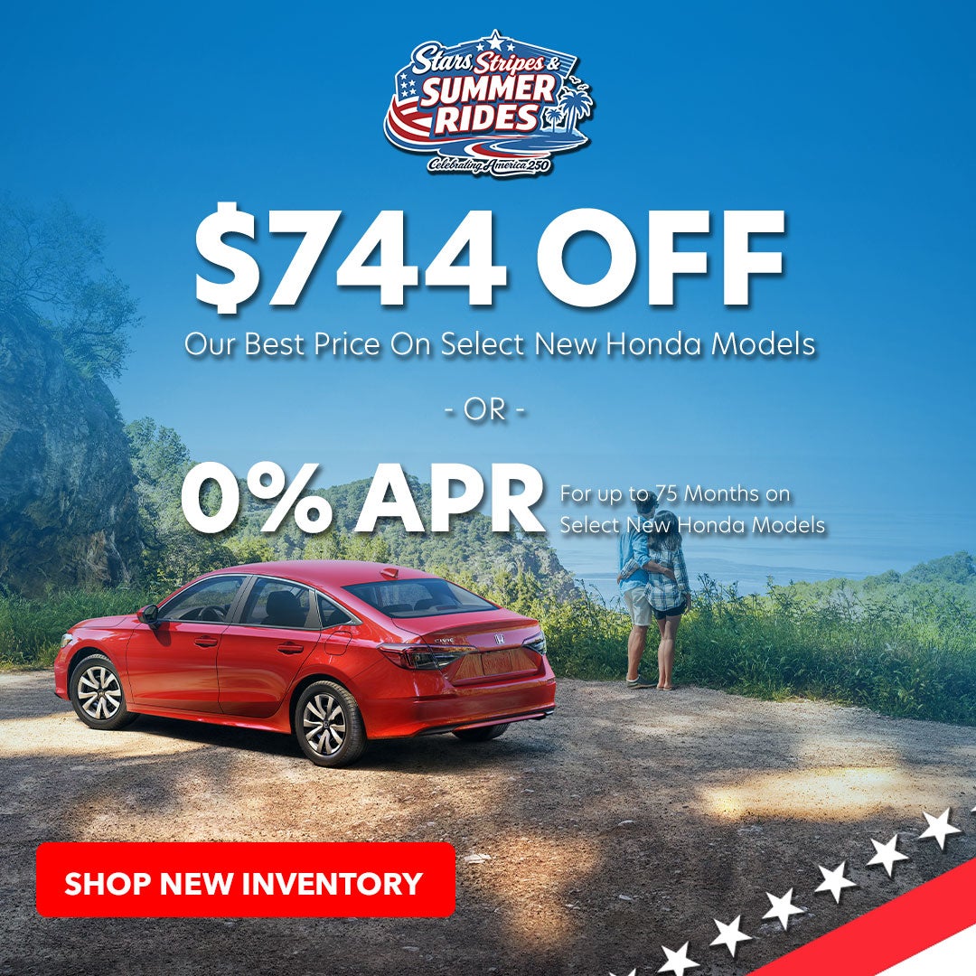 0% APR for up to 75 months on Select New Honda