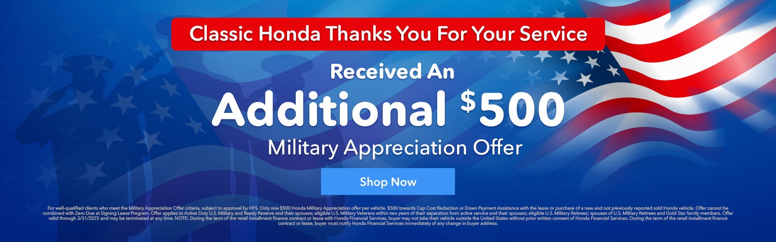 $500 Military Appreciation Offer